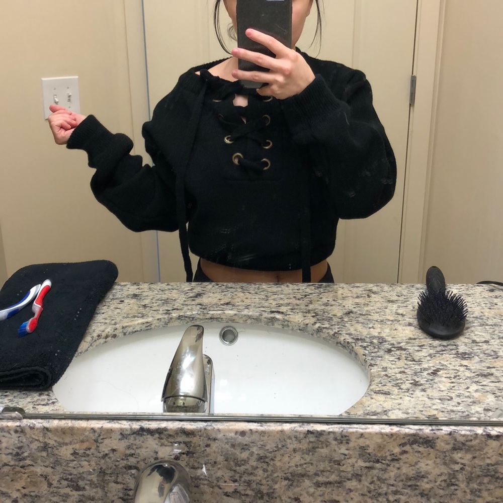 Lace up Lioness Crop Sweater